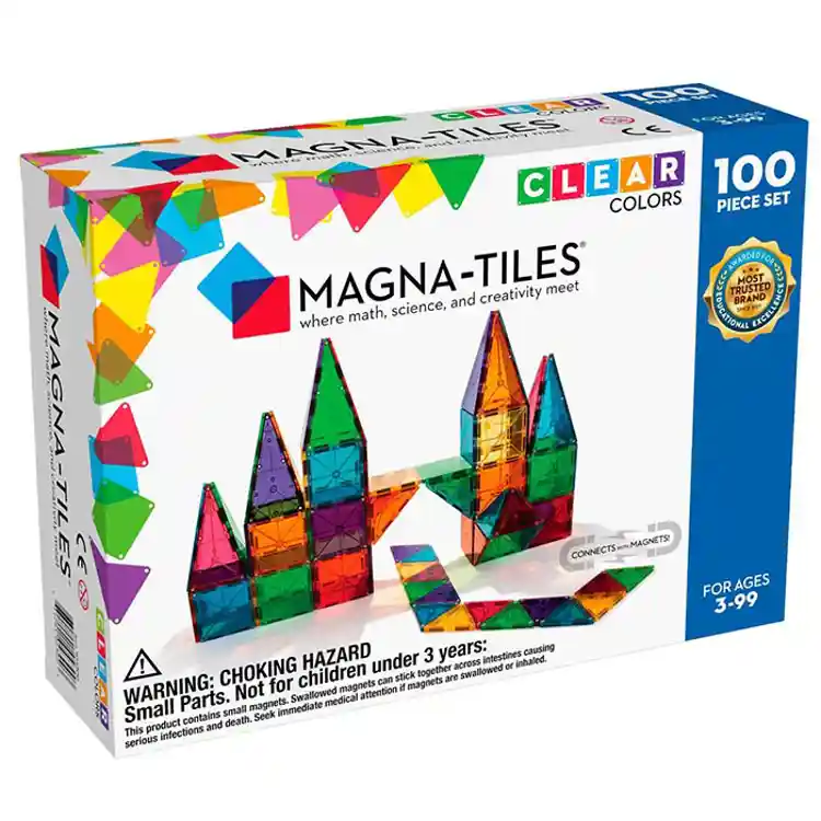 MAGNA-TILES® Clear Colors, 100 Pieces