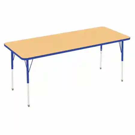 Activity Table, Rectangle 30" x 72", Maple Top Blue Edge & Legs