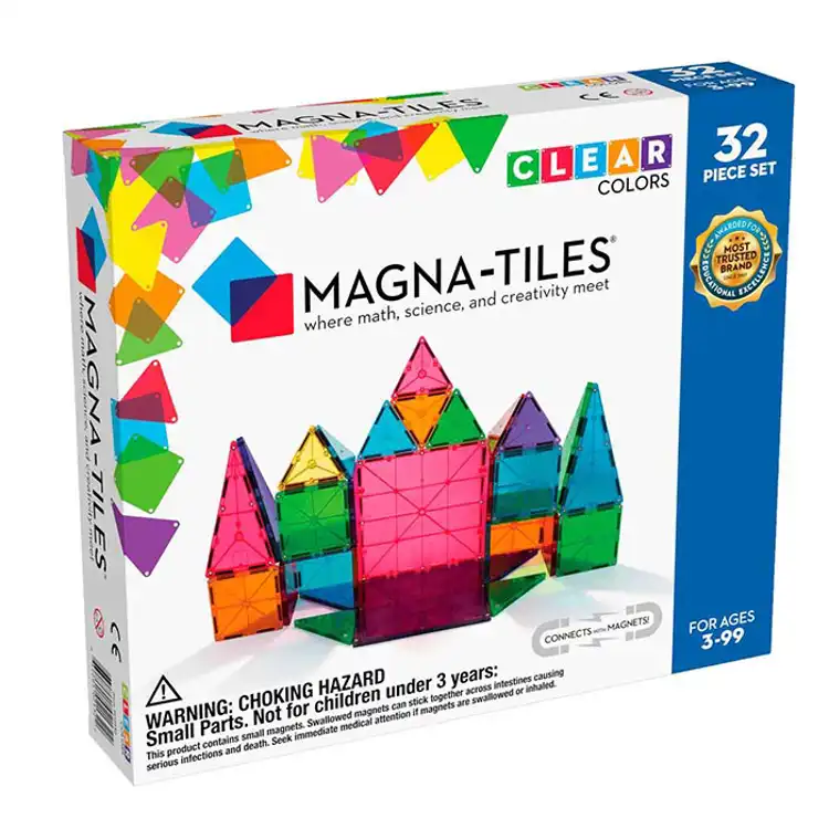 MAGNA-TILES® Clear Colors, 32 Pieces