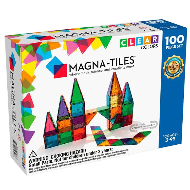 MAGNA-TILES® Clear Colors, 100 Pieces