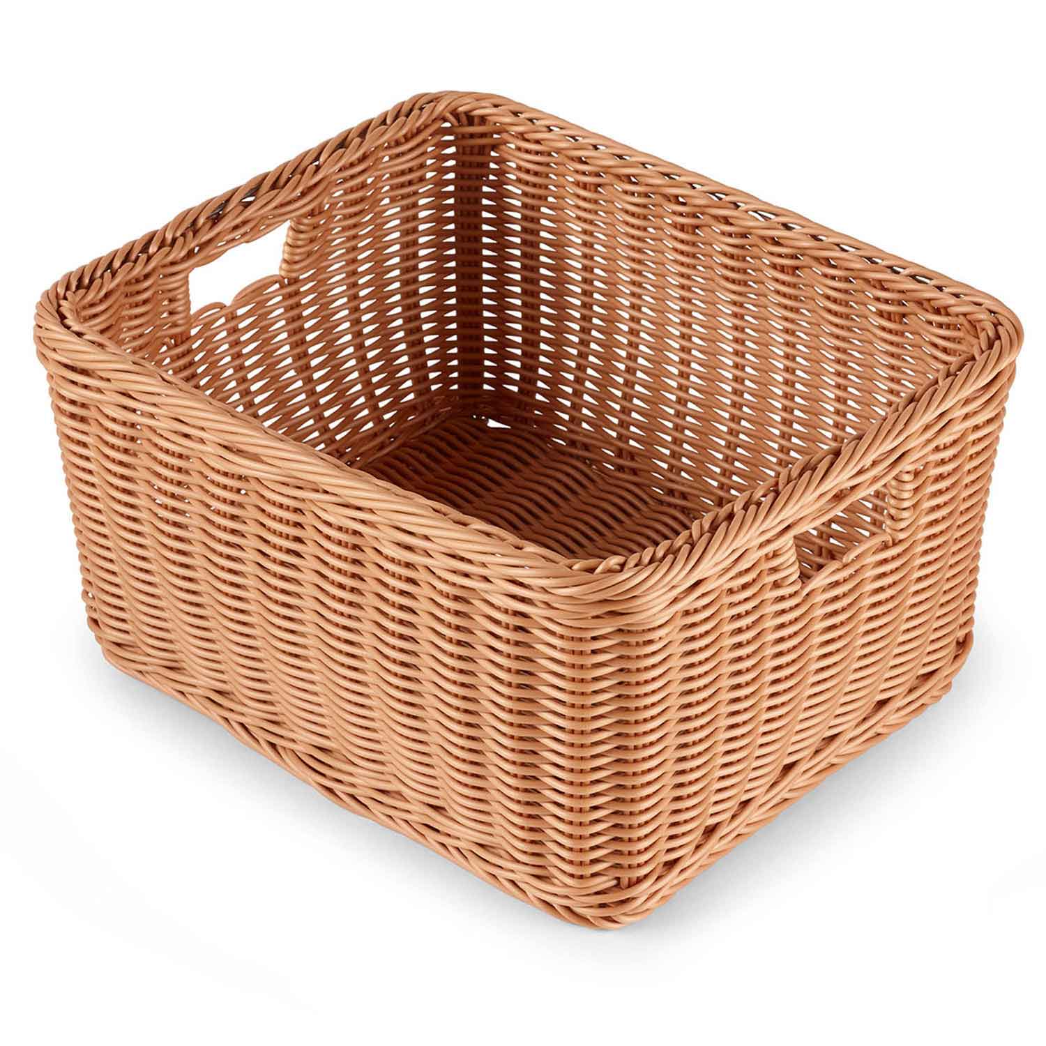 Plastic Woven Basket with Handles - Large
