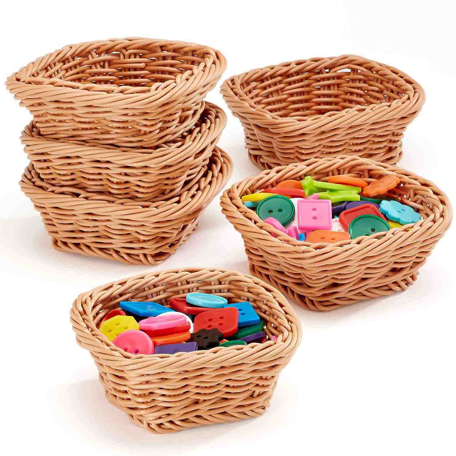 Constructive Playthings Small Square Plastic Woven Baskets (Set of 6)