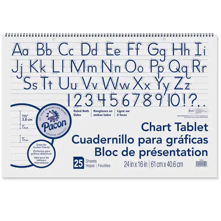Pacon® Chart Tablet Packs, 24"x 16", 1" Ruling