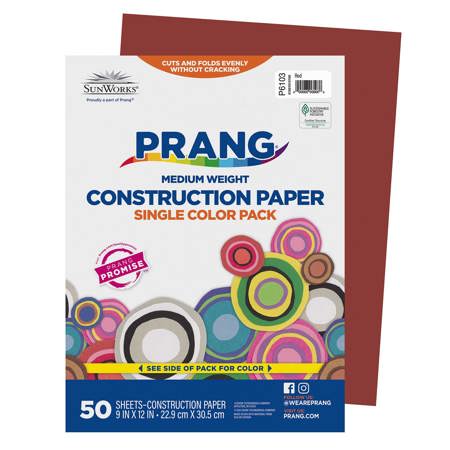 Prang® Sunworks® Construction Paper, 9" x 12", Red