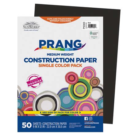 Prang® Sunworks® Construction Paper, 9" x 12", Black