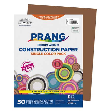 Prang® Sunworks® Construction Paper, 9" x 12", Brown