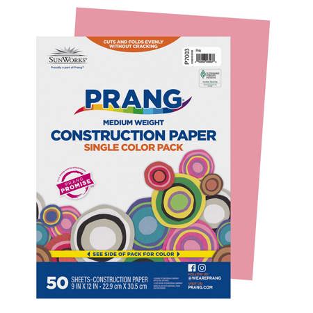 Prang® Sunworks® Construction Paper, 9" x 12", Pink
