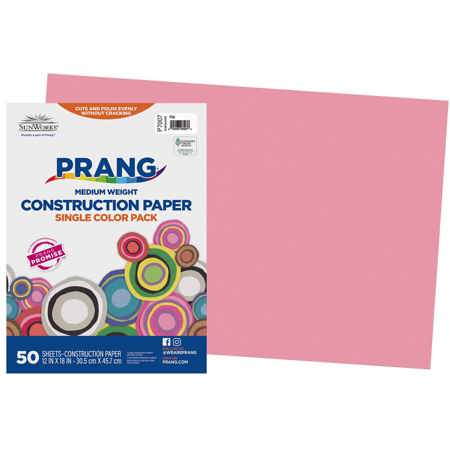 Prang® Sunworks® Construction Paper, 12" x 18", Pink
