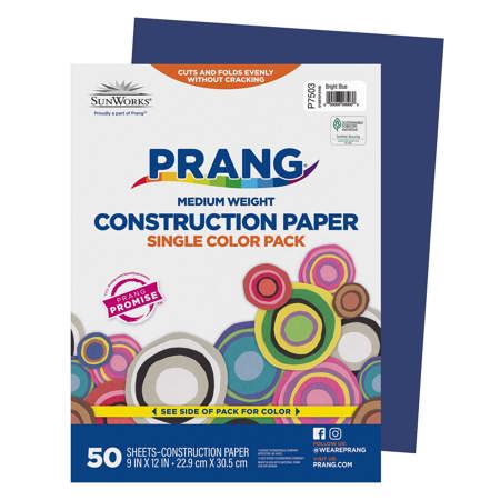 Prang® Sunworks® Construction Paper, 9" x 12", Bright Blue