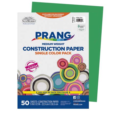 Prang® Sunworks® Construction Paper, 9" x 12", Holiday Green