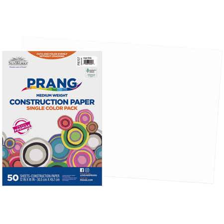 Prang® Sunworks® Construction Paper, 12" x 18", Bright White