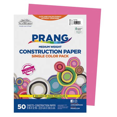 Prang® Sunworks® Construction Paper, 9" x 12", Hot Pink