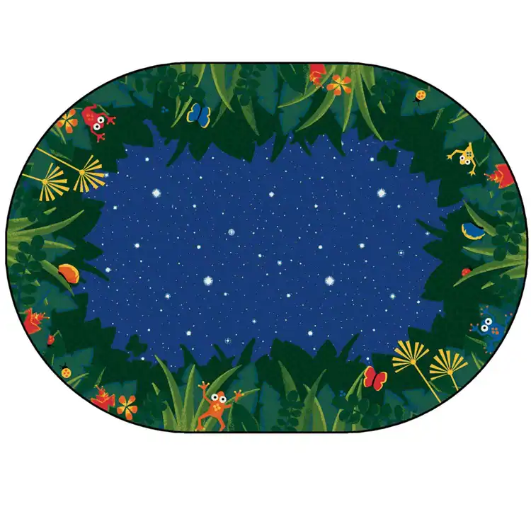 Peaceful Tropical Night Classroom Rug, Oval 3'10" x 5'5"