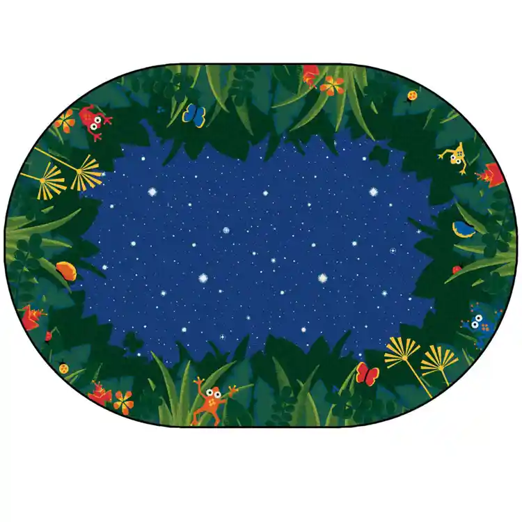 Peaceful Tropical Night Classroom Rug, Oval 6' x 9'