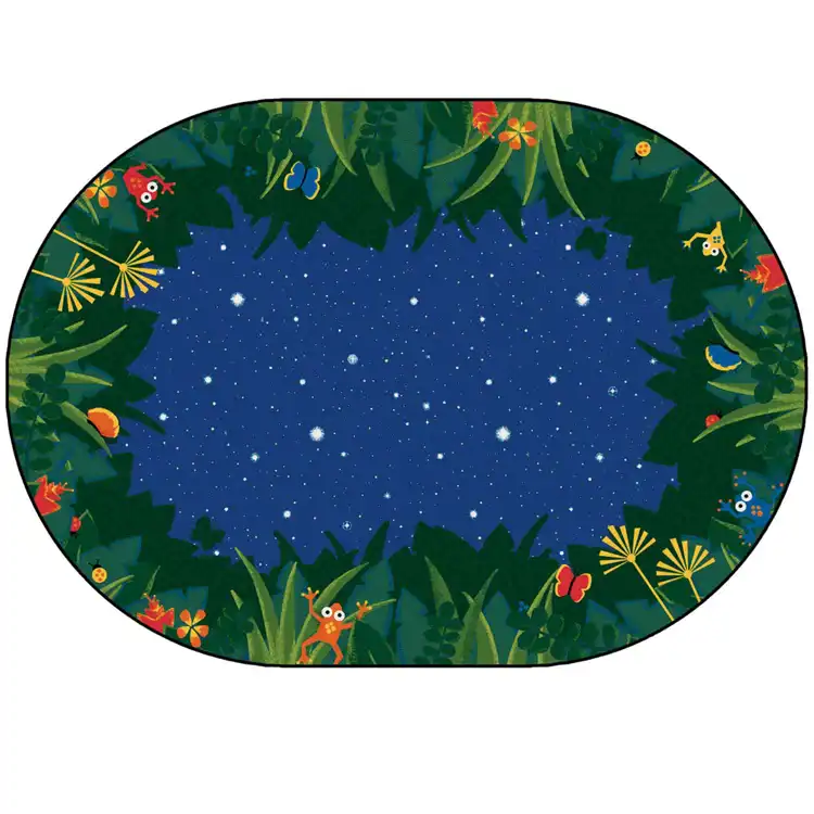 Peaceful Tropical Night Classroom Rug, Oval 6' x 9'