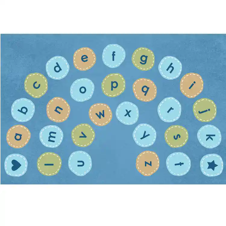 Pixel Perfect™ Calming Colors Alphabet Arch Seating Rug, Rectangle 6' x 9'