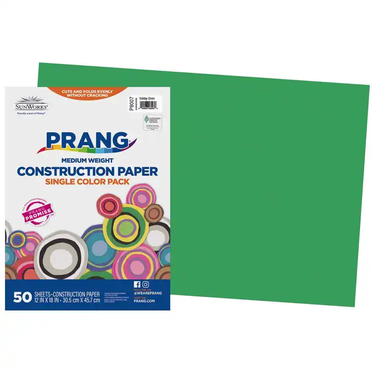 Prang® Sunworks® Construction Paper, 12" x 18", Holiday Green
