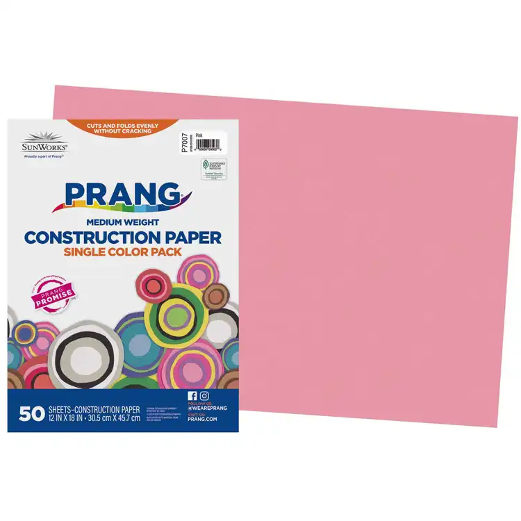 Prang® Sunworks® Construction Paper, 12" x 18", Pink