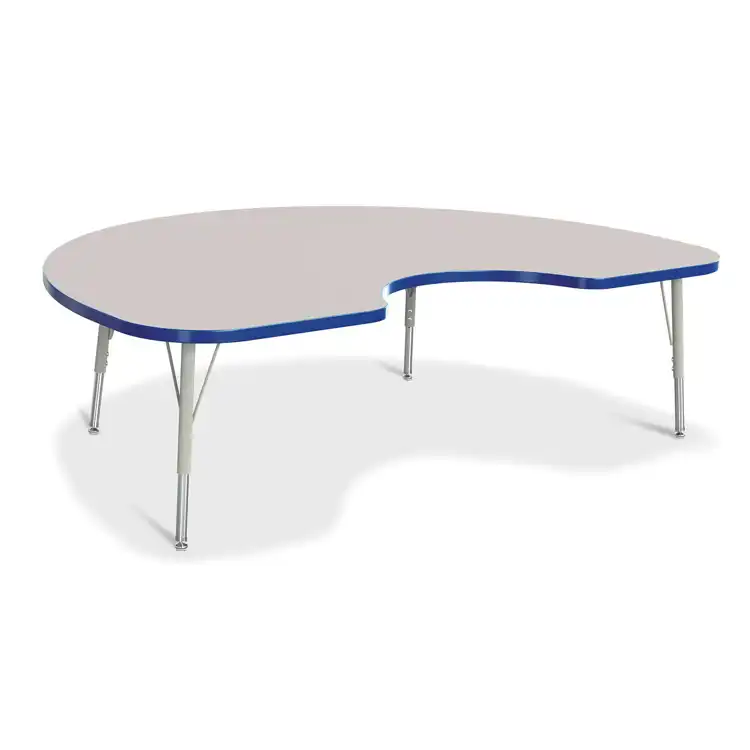 Rainbow Accents® KYDZ Gray Top Activity Tables, Kidney 48" x 72", Elementary 15" - 24", Blue