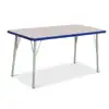 Rainbow Accents® KYDZ Gray Top Activity Tables, Rectangle 24" x 48", Adult 24" - 31", Blue