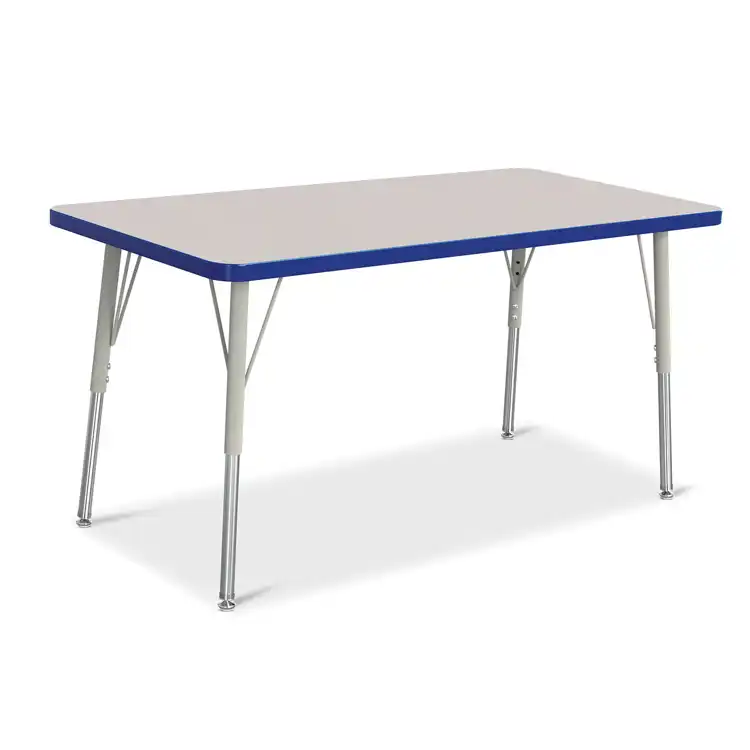 Rainbow Accents® KYDZ Gray Top Activity Tables, Rectangle 24" x 48", Adult 24" - 31", Blue
