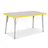Rainbow Accents® KYDZ Gray Top Activity Tables, Rectangle 24" x 48", Adult 24" - 31", Yellow