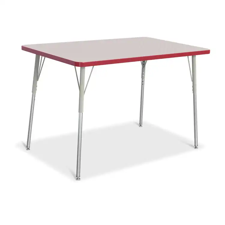 Rainbow Accents® KYDZ Gray Top Activity Tables, Rectangle 30" x 48", Adult 24" - 31", Red