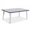 Rainbow Accents® KYDZ Gray Top Activity Tables, Rectangle 30" x 48", Elementary 15" - 24", Blue