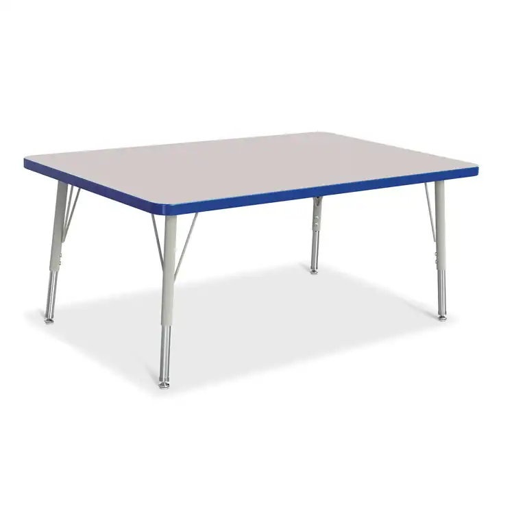 Rainbow Accents® KYDZ Gray Top Activity Tables, Rectangle 30" x 48", Elementary 15" - 24", Blue