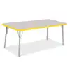 Rainbow Accents® KYDZ Gray Top Activity Tables, Rectangle 30" X 60", Adult 24" - 31", Yellow