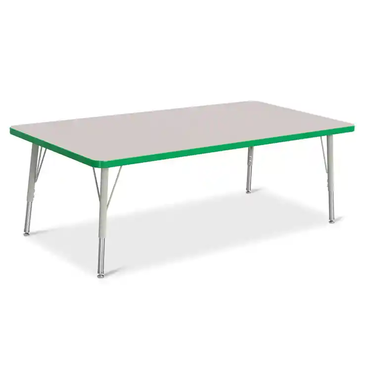 Rainbow Accents® KYDZ Gray Top Activity Tables, Rectangle 30" X 60", Elementary 15" - 24", Green