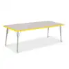 Rainbow Accents® KYDZ Gray Top Activity Tables, Rectangle 30" X 72", Adult 24" - 31", Yellow