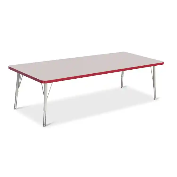 Rainbow Accents® KYDZ Gray Top Activity Tables, Rectangle 30" X 72", Elementary 15" - 24", Red