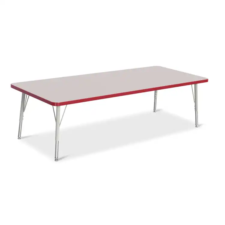 Rainbow Accents® KYDZ Gray Top Activity Tables, Rectangle 30" X 72", Elementary 15" - 24", Red