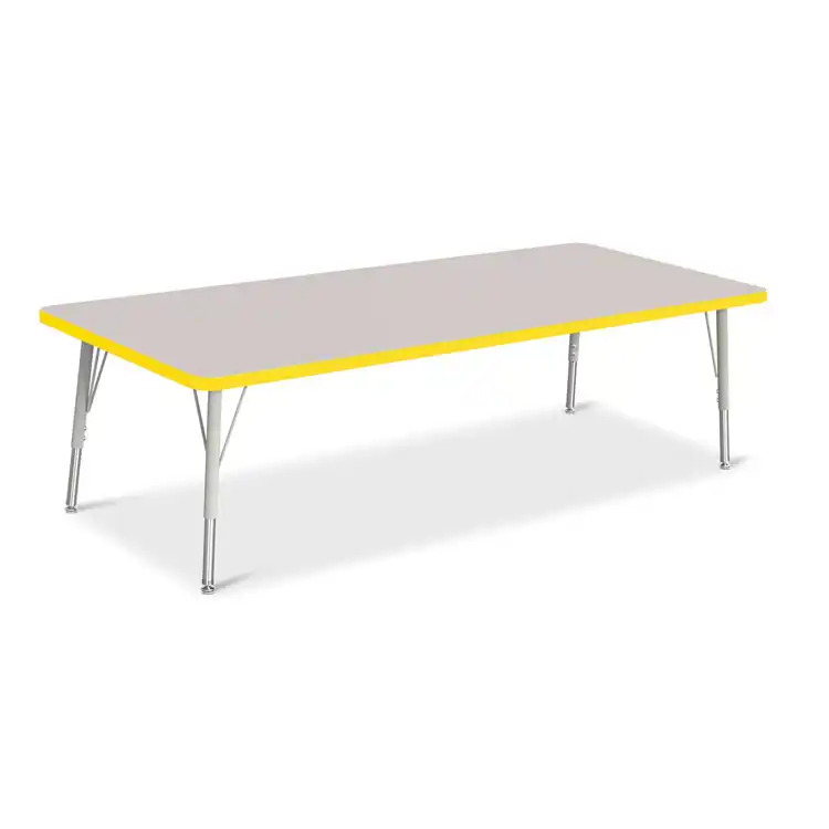 Rainbow Accents® KYDZ Gray Top Activity Tables, Rectangle 30" X 72", Elementary 15" - 24", Yellow