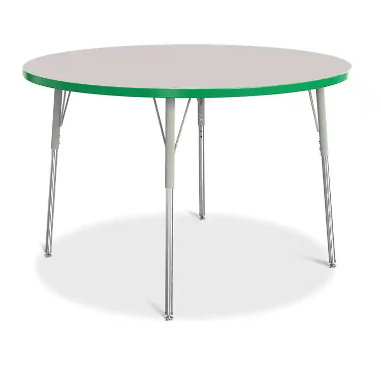 Rainbow Accents® KYDZ Gray Top Activity Tables, Round 48", Adult 24" - 31", Green