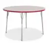 Rainbow Accents® KYDZ Gray Top Activity Tables, Round 48", Adult 24" - 31", Red