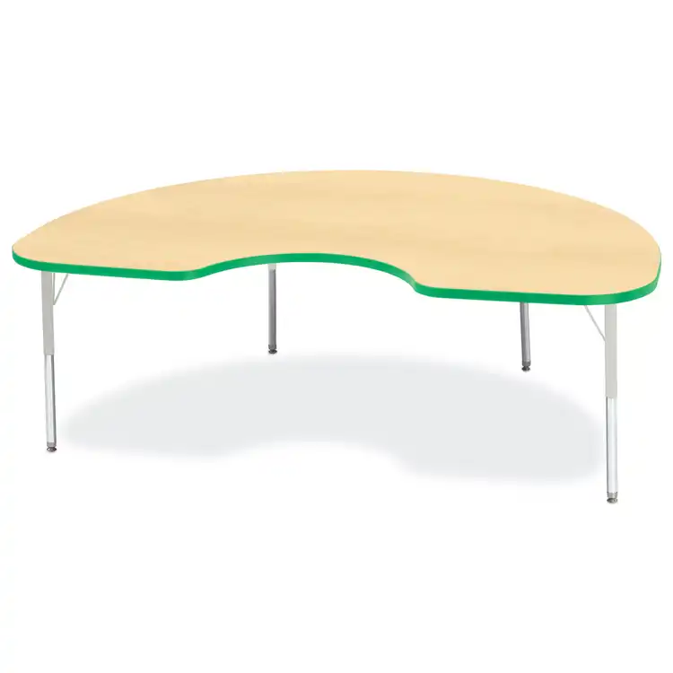 Rainbow Accents® Kydz® Maple Top Activity Tables, Kidney 48" x 72", Elementary 15" - 24", Green