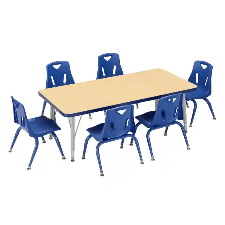 Rainbow Accents® Kydz® Maple Top Activity Tables, Rectangle 30" x 48", Elementary 15" - 24", Blue