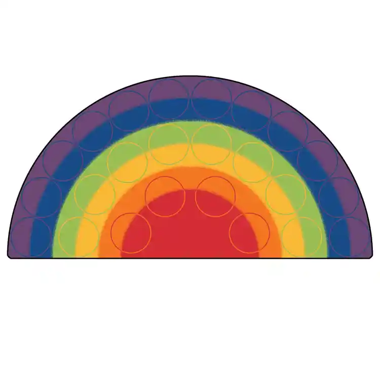 Rainbow Rows Classroom Rug, Semi-Circle 6' x 12'