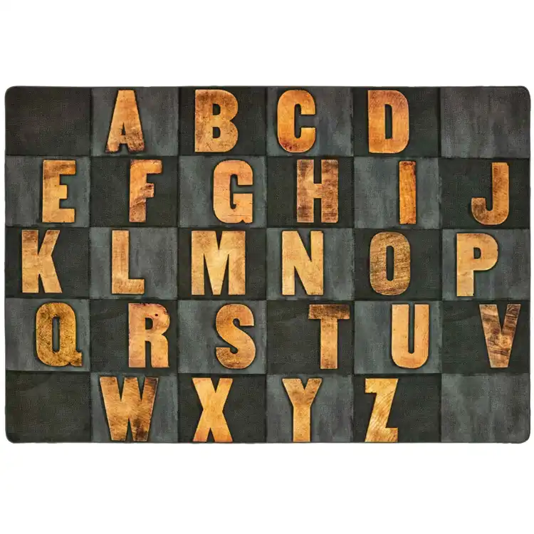 Rustic Wood Literacy Rug Seating Rug