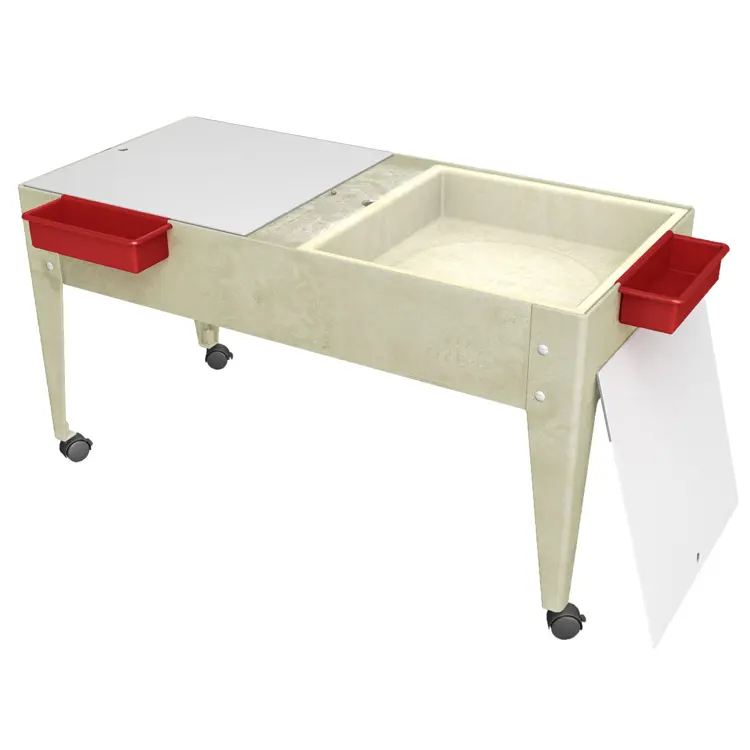 Double Mite Sensory Activity Table, Sandstone, 24"H Standard Height, with Casters