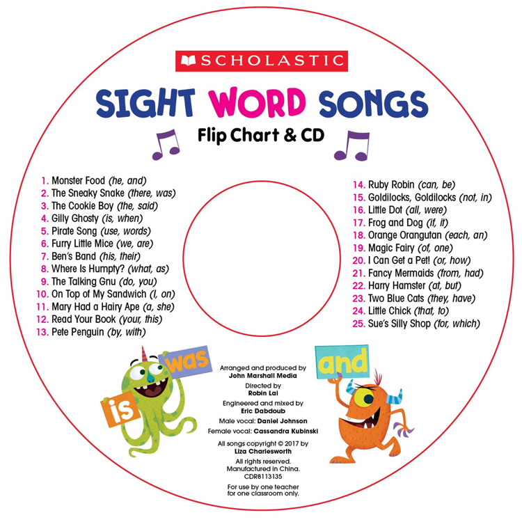 Sight Words Songs Flip Chart