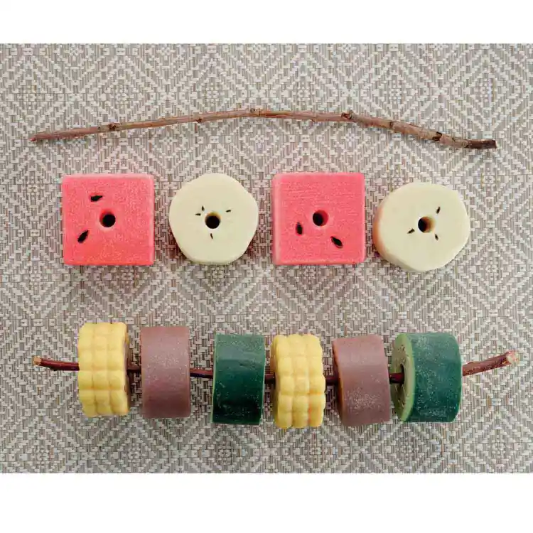 Sensory Play Stones, Threading Kebabs