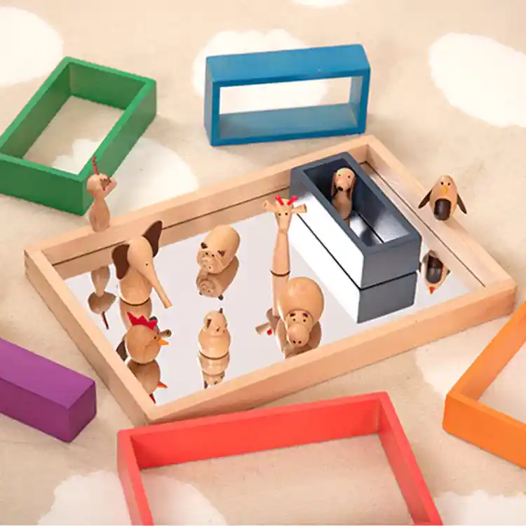 Small Wooden Mirror Tray