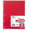 Spiral Notebooks, Dozen, 1 Subject, 70 Sheets