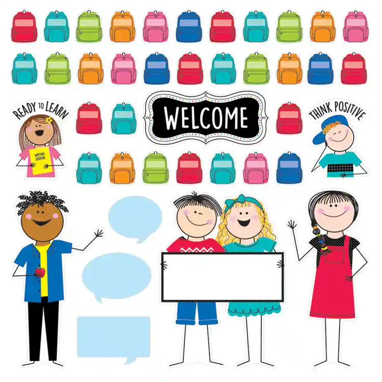 Stick Kids All Are Welcome Bulletin Board Set