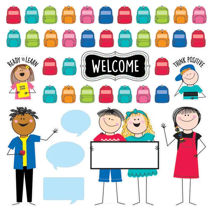 Stick Kids All Are Welcome Bulletin Board Set