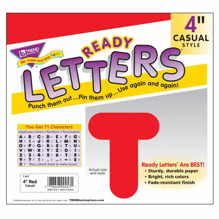 Ready Letters®, 4" Casual Solid Colors, Red