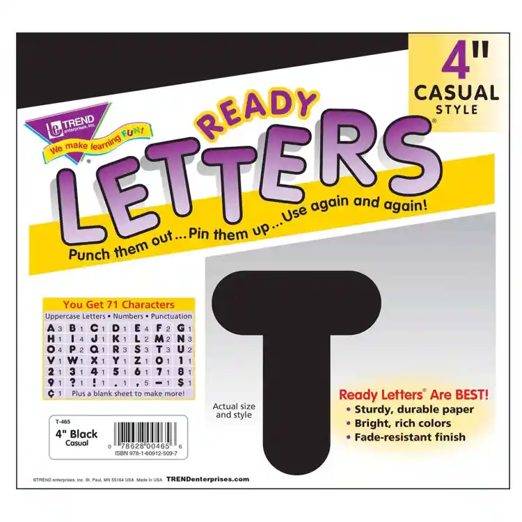 Ready Letters®, 4" Casual Solid Colors, Black